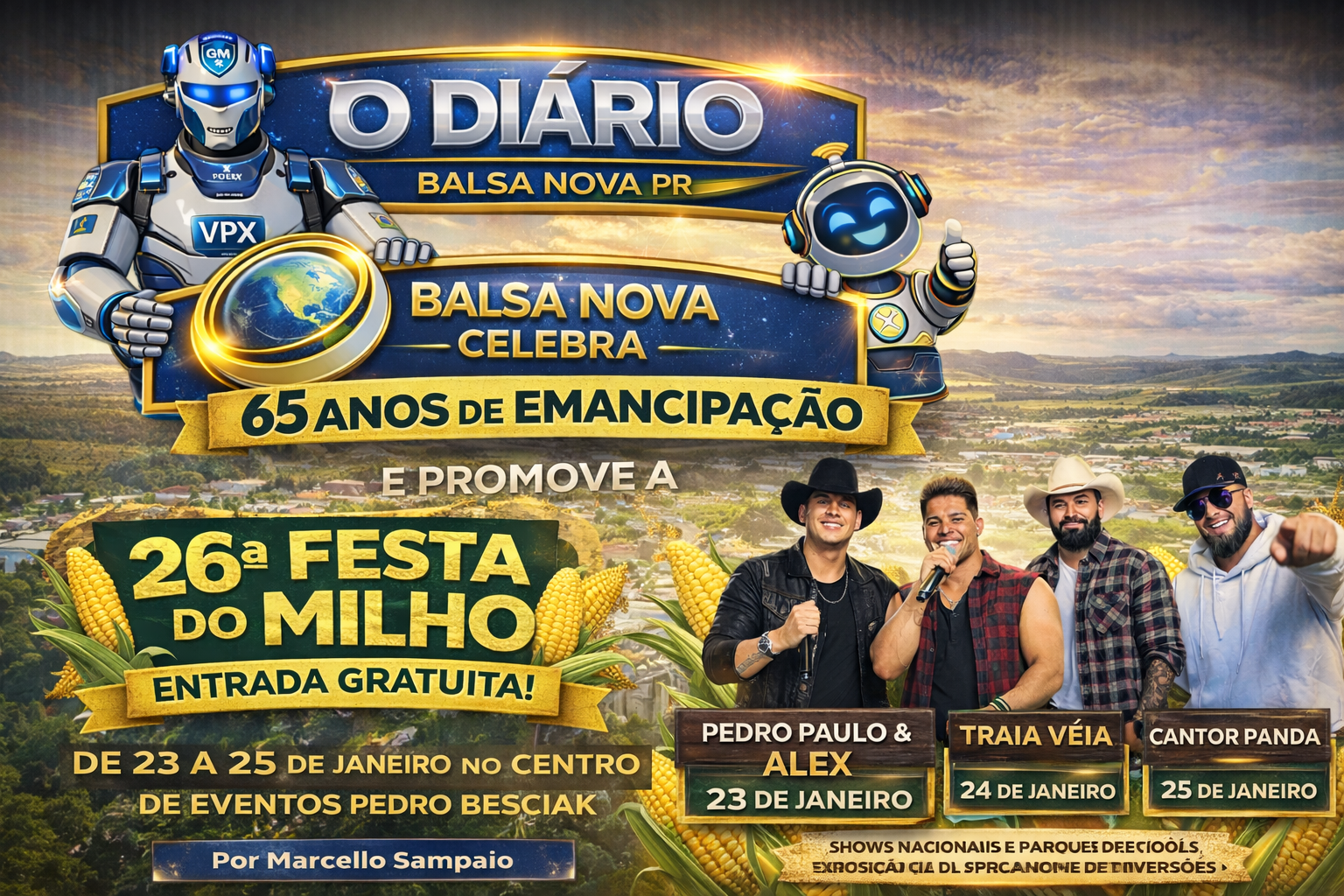 Balsa Nova celebra 65 anos de emancipação política com a 26ª Festa do Milho